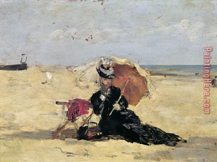 Eugene Louis Boudin Woman with a Parasol on the Beach